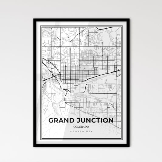 Grand Junction Colorado - Scandinavian Style City Map for Modern Home Decor