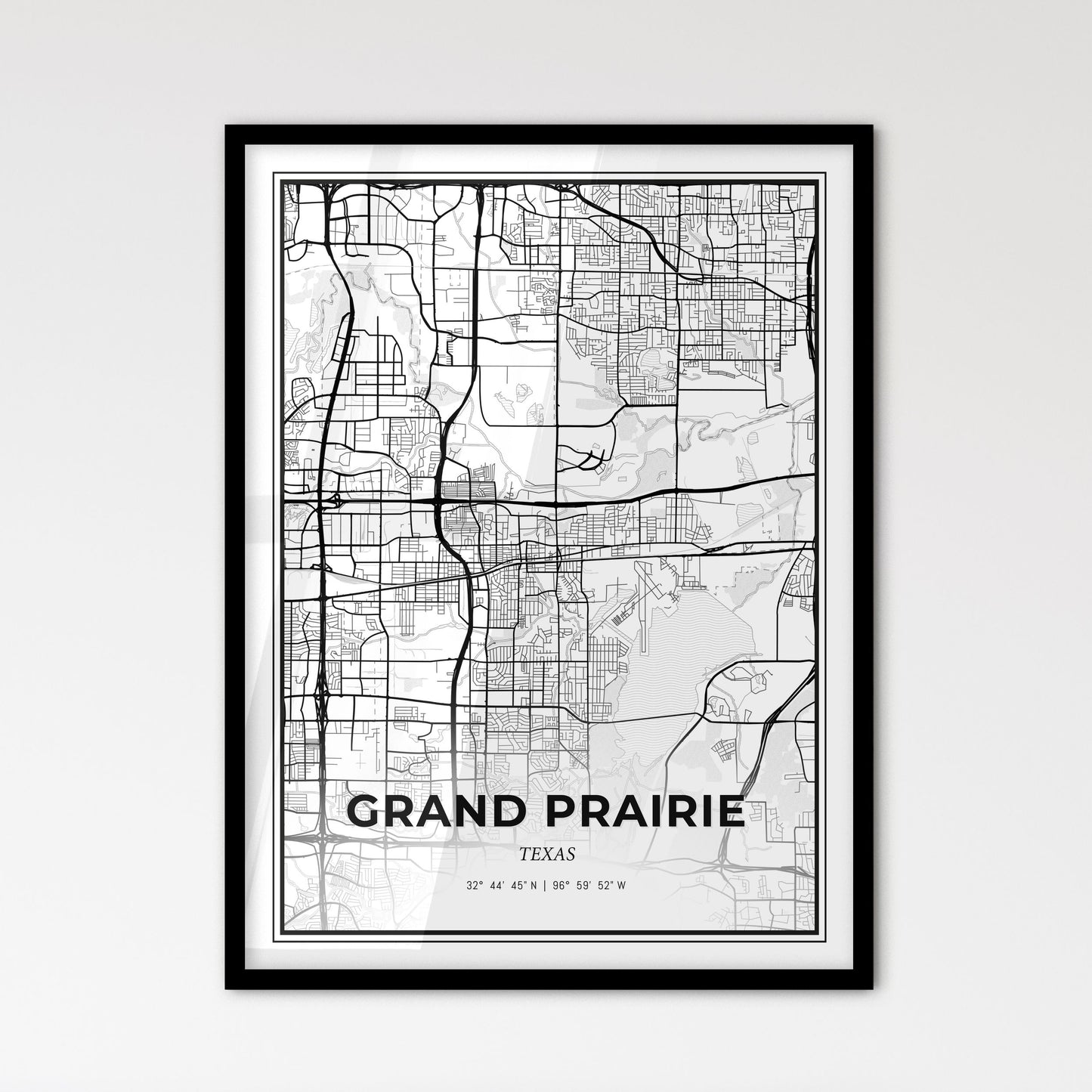 Grand Prairie Texas - Scandinavian Style City Map for Modern Home Decor