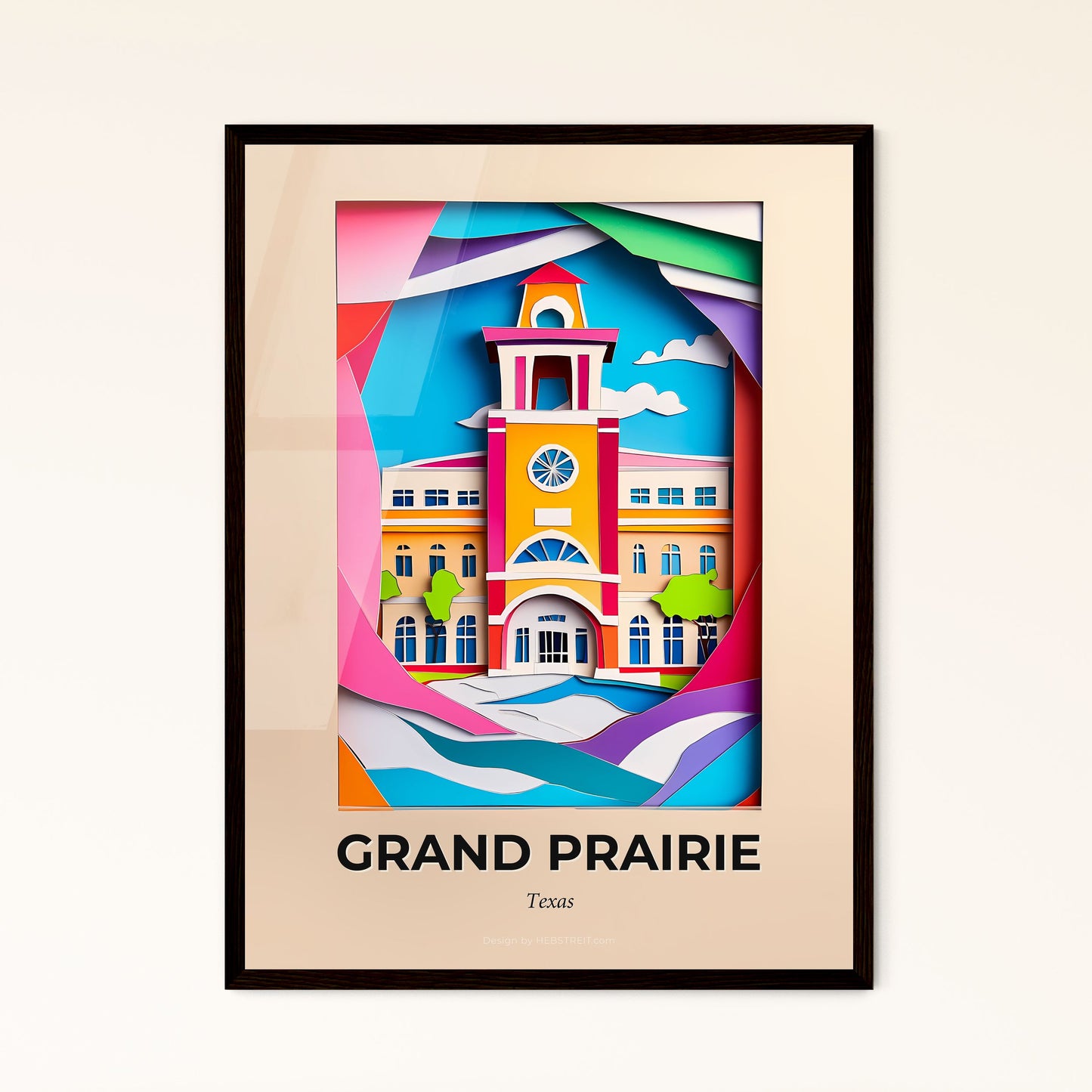 Vivid Grand Prairie, Texas - a colorful building with a clock tower in the middle