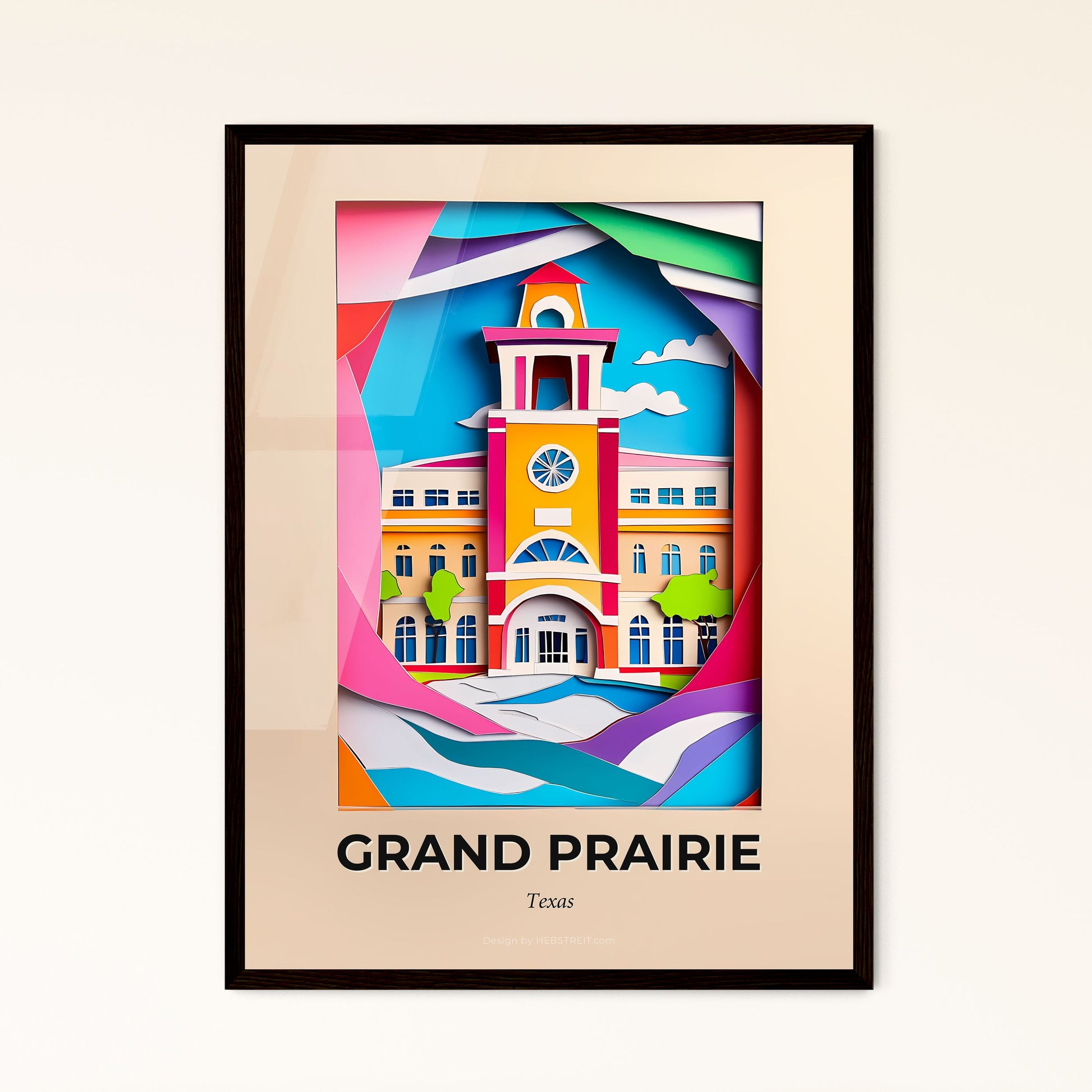 Vivid Grand Prairie, Texas - a colorful building with a clock tower in the middle