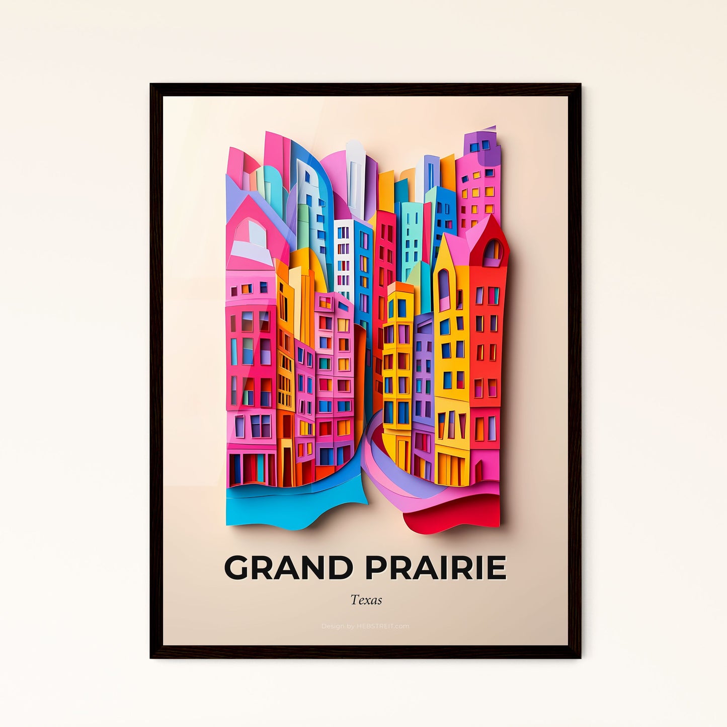 Vivid Grand Prairie, Texas - a paper cut of a city with a bridge