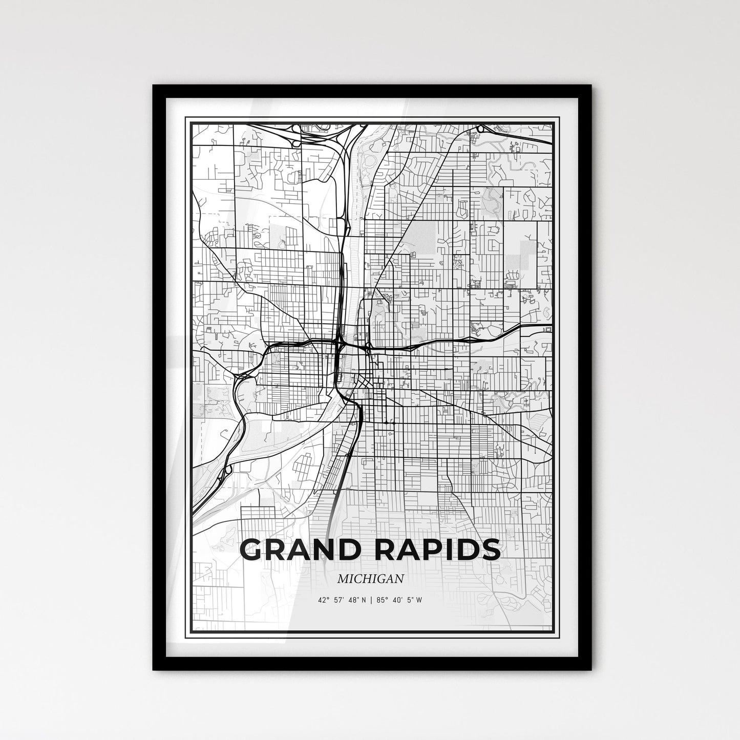 Grand Rapids Michigan - Scandinavian Style City Map for Modern Home Decor