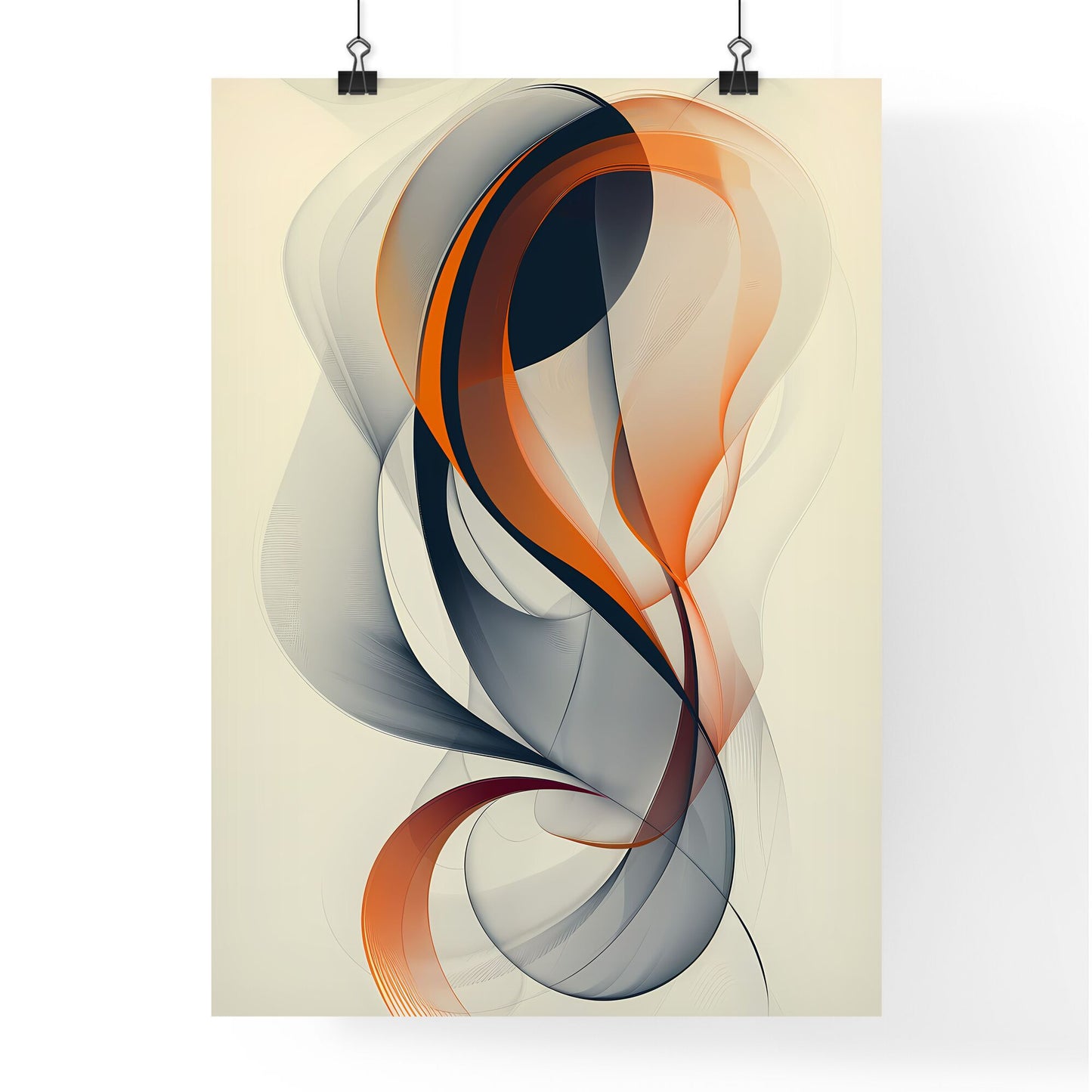 Vibrant Abstract Swirls Painting with Bezier Curves, Minimalist and Vintage Style Art Default Title