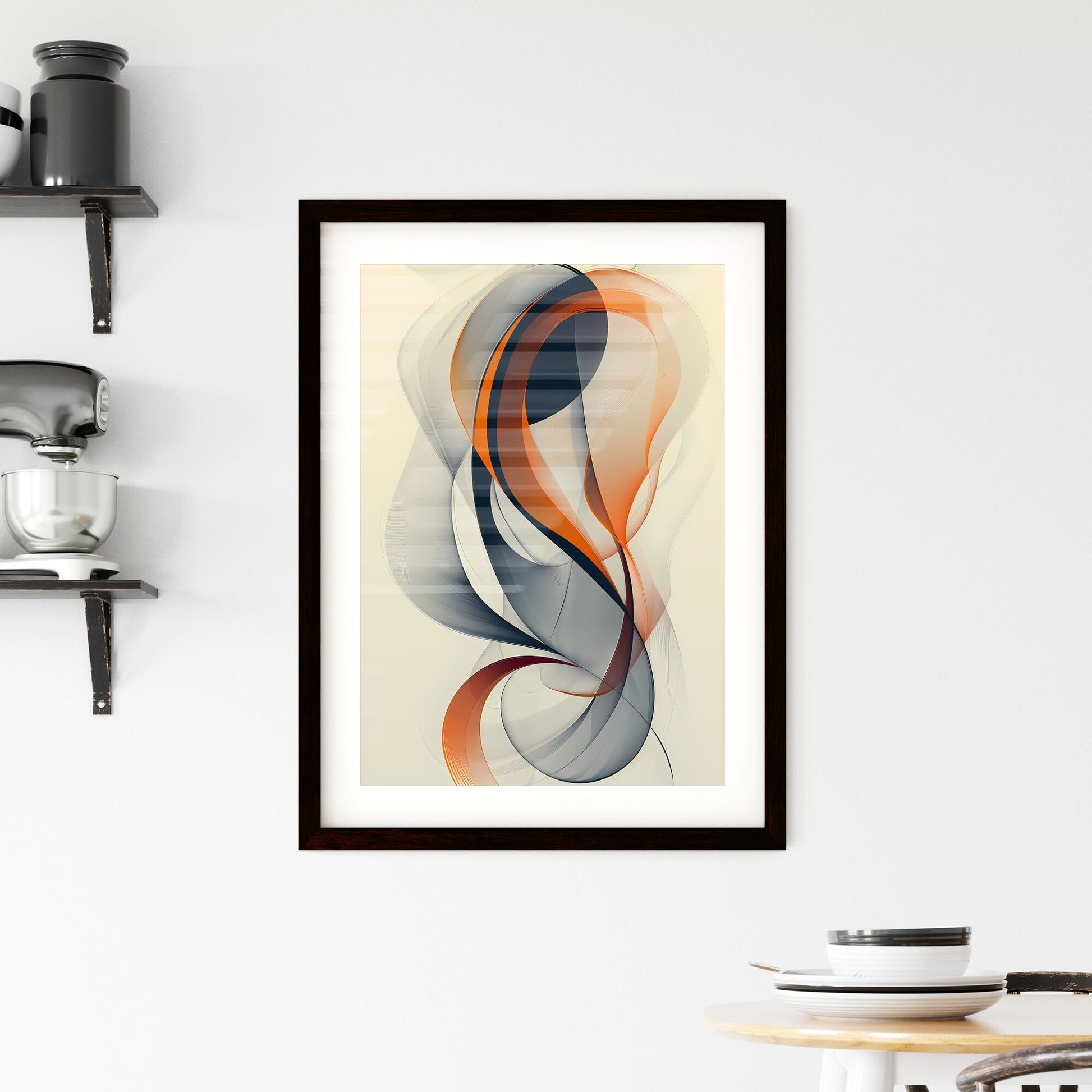 Vibrant Abstract Swirls Painting with Bezier Curves, Minimalist and Vintage Style Art Default Title
