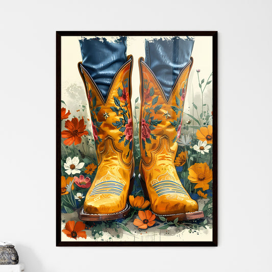Vibrant Retro Cowgirl Boots - Fun Colors - Framed Art Print