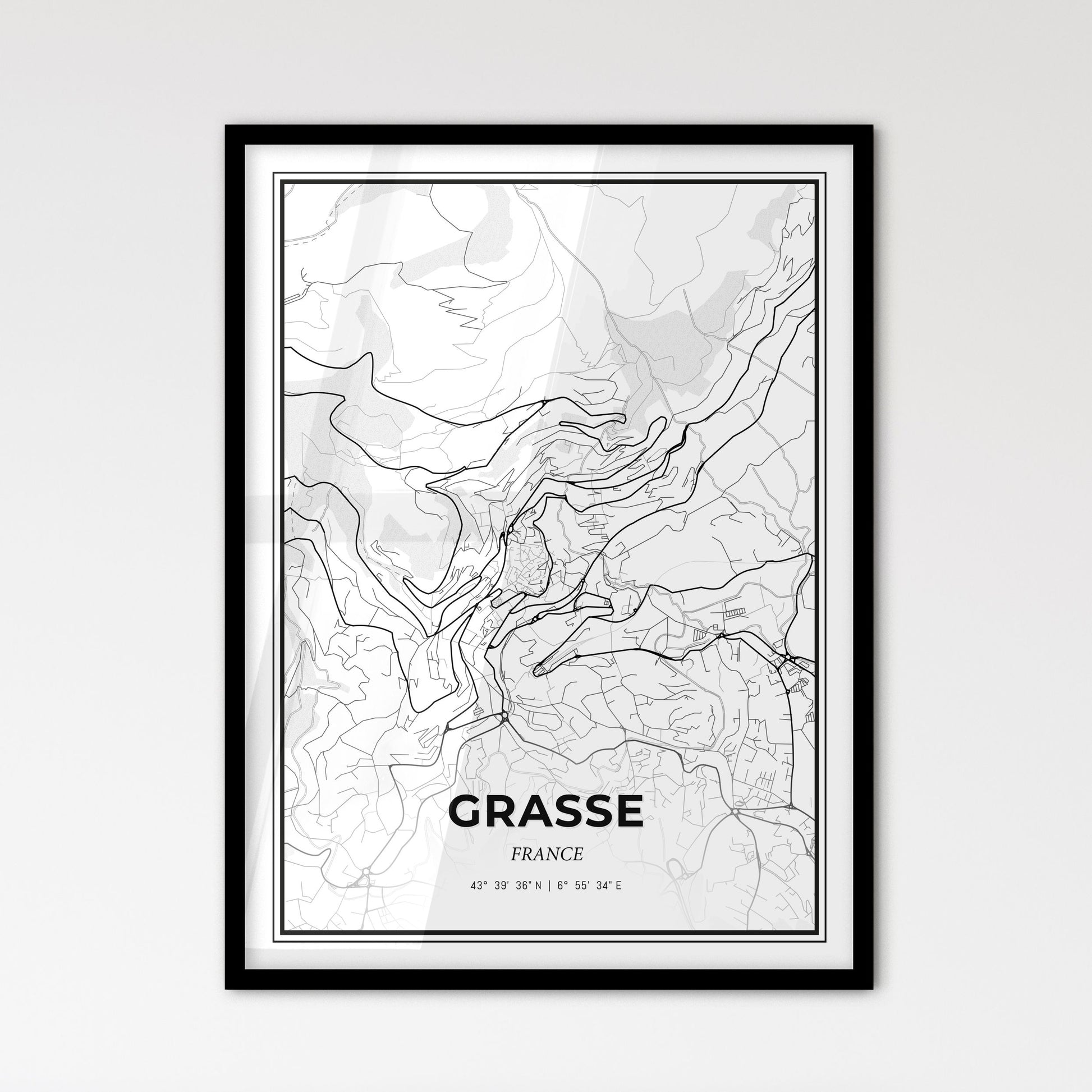 Grasse France - Scandinavian Style City Map for Modern Home Decor