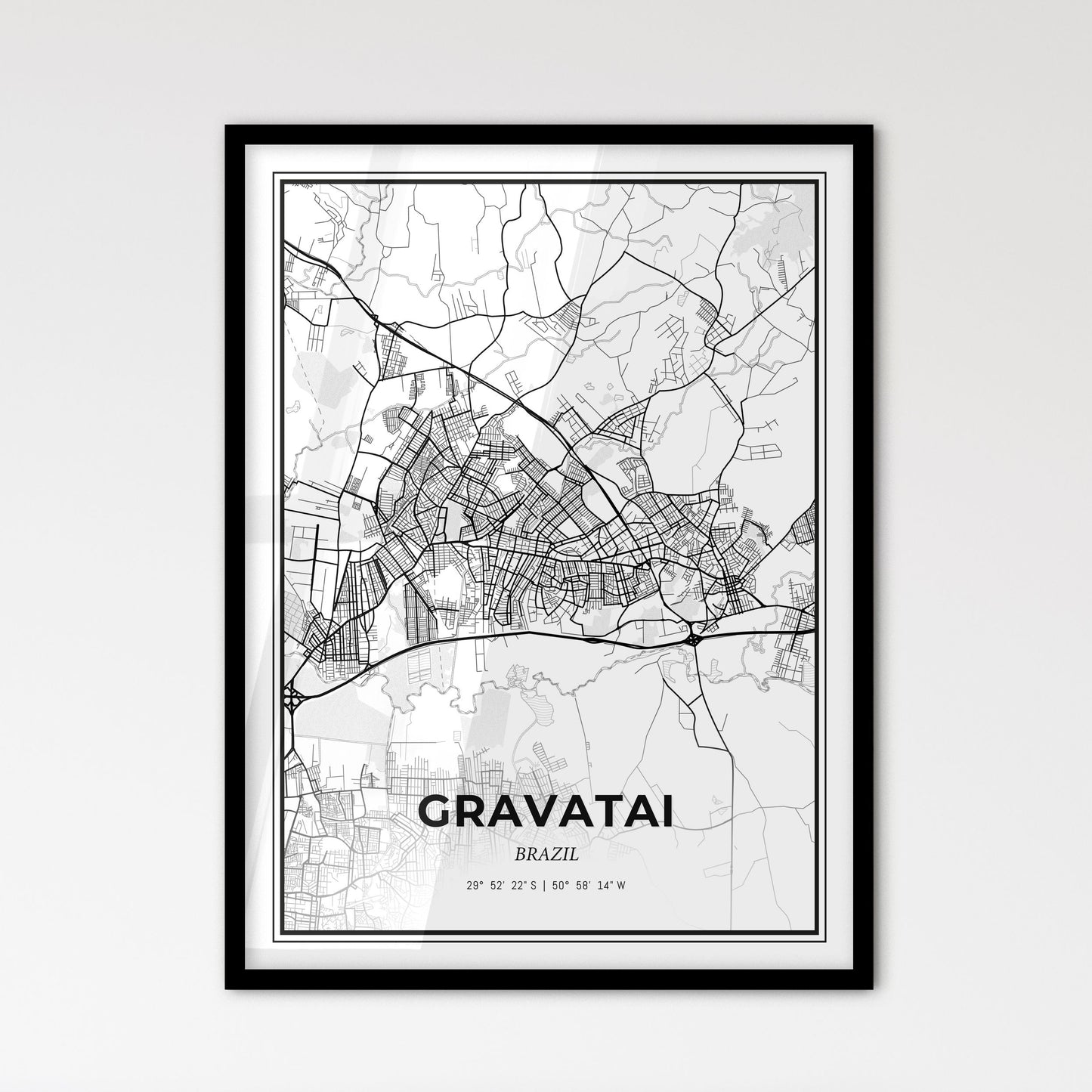 Gravatai Brazil - Scandinavian Style City Map for Modern Home Decor