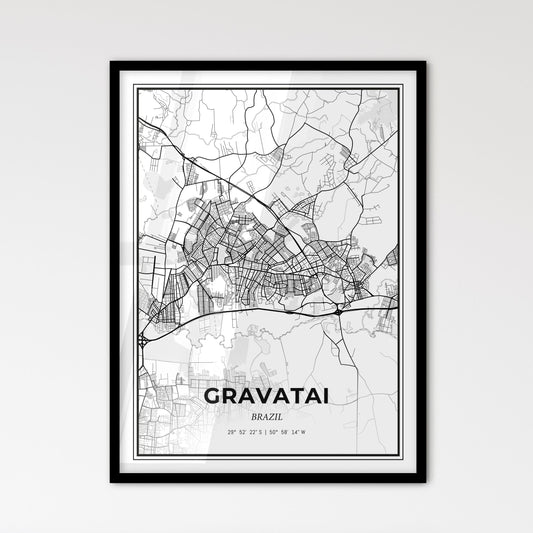 Gravatai Brazil - Scandinavian Style City Map for Modern Home Decor