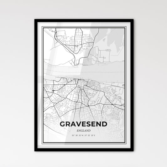 Gravesend England - Scandinavian Style City Map for Modern Home Decor