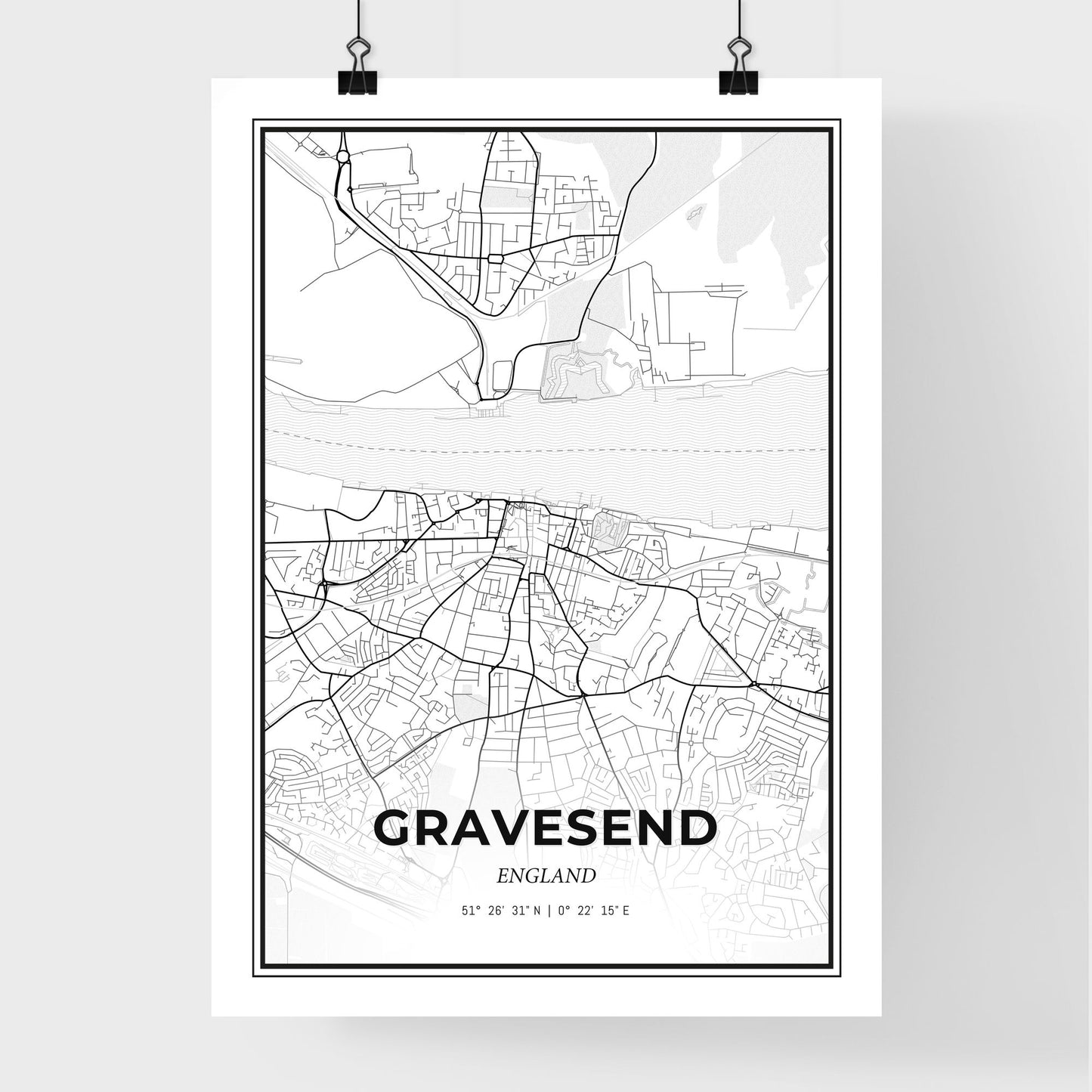 Gravesend England - Premium City Map Poster