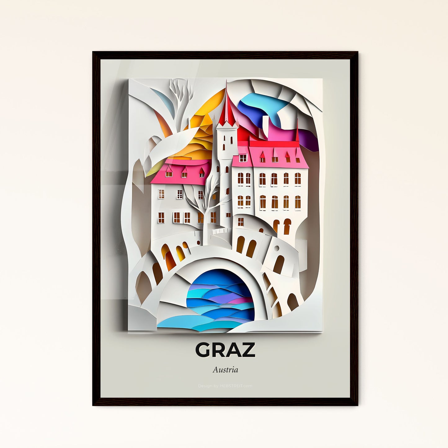 Vivid Graz, Austria - a paper cut of a castle with a bridge