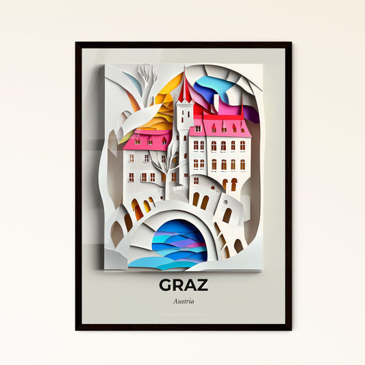 Vivid Graz, Austria - a paper cut of a castle with a bridge