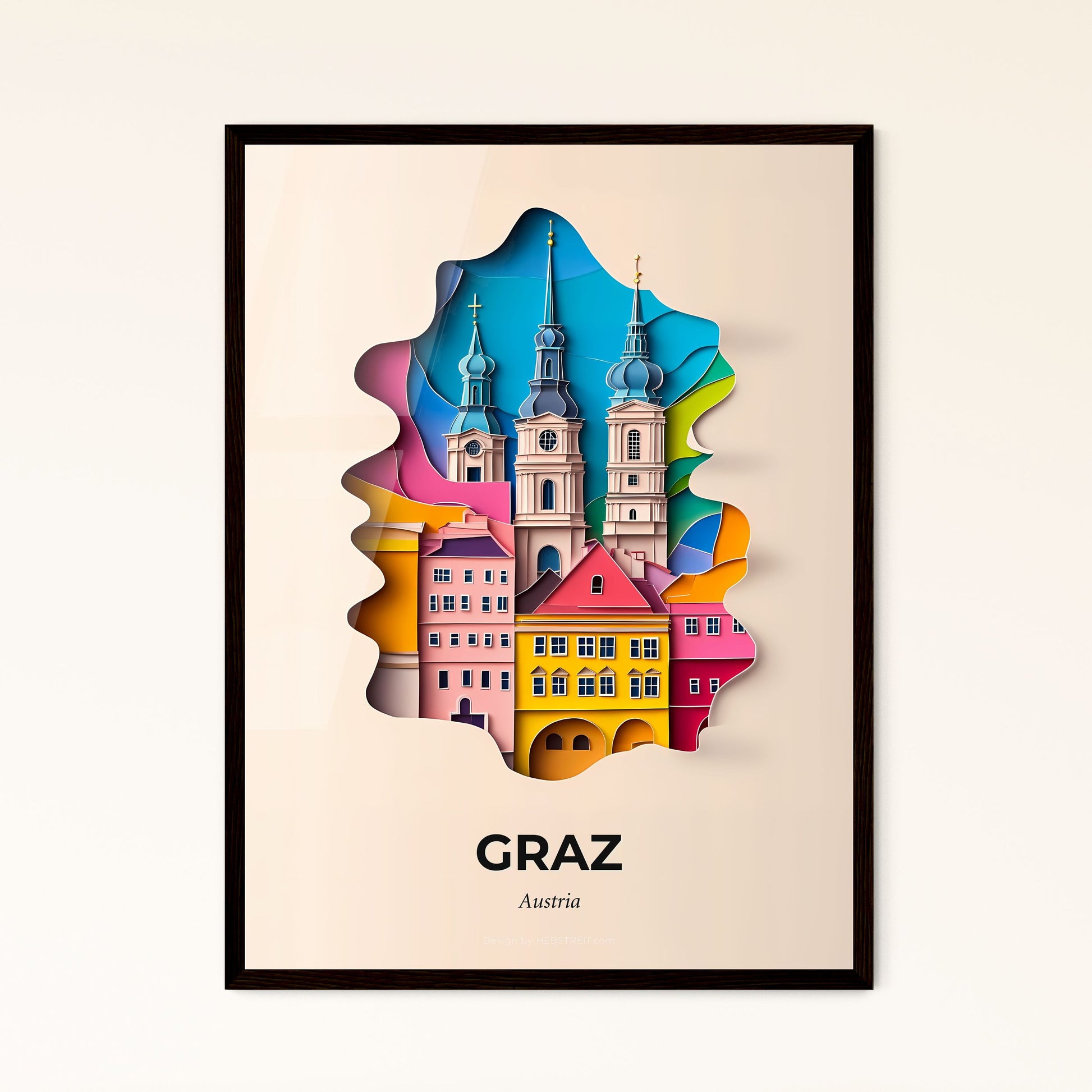 Vivid Graz, Austria - a paper cut of a city with a clock tower