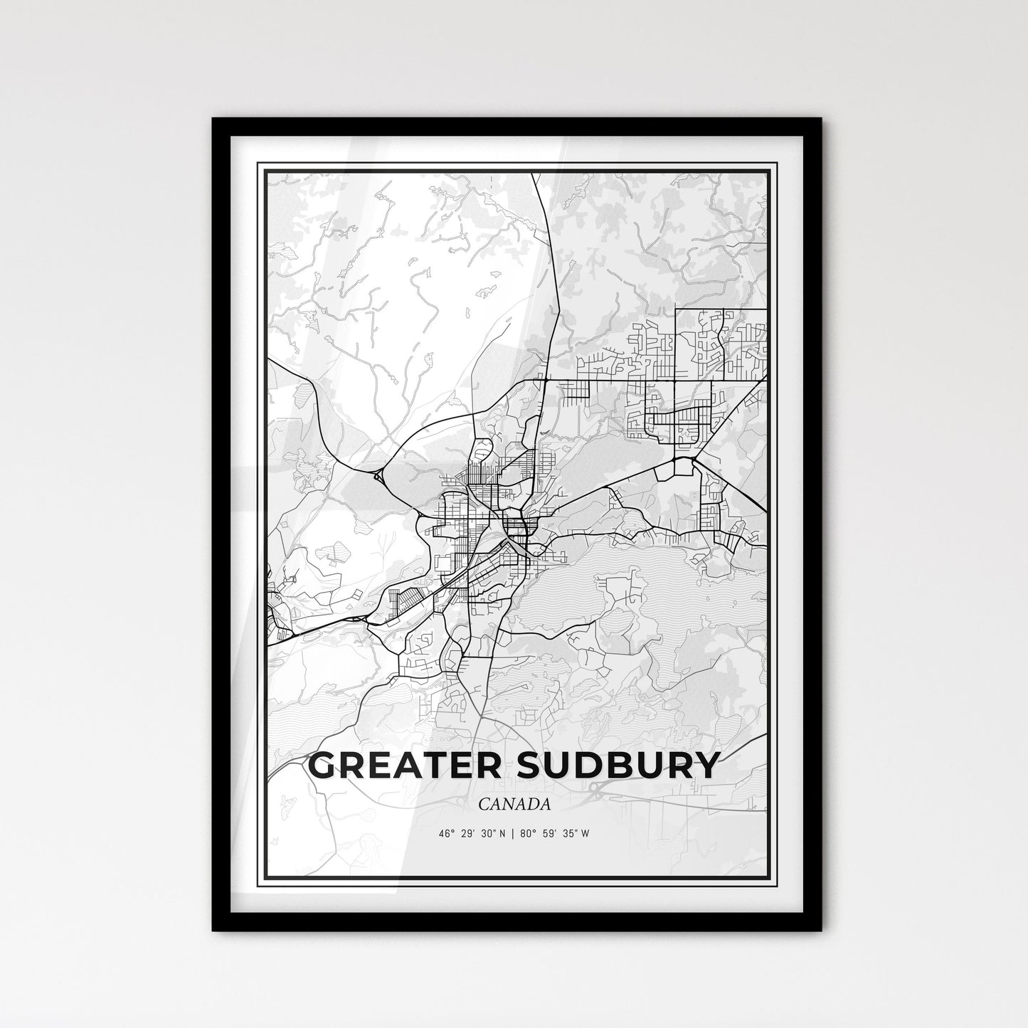 Greater Sudbury Canada - Scandinavian Style City Map for Modern Home Decor