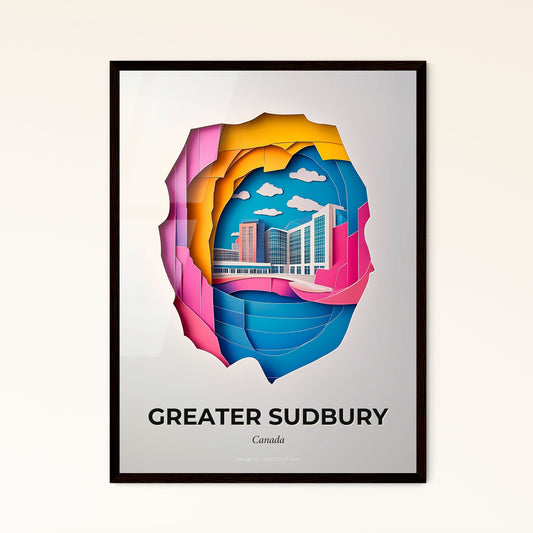 Vivid Greater Sudbury, Canada - a paper cut of a city with a river