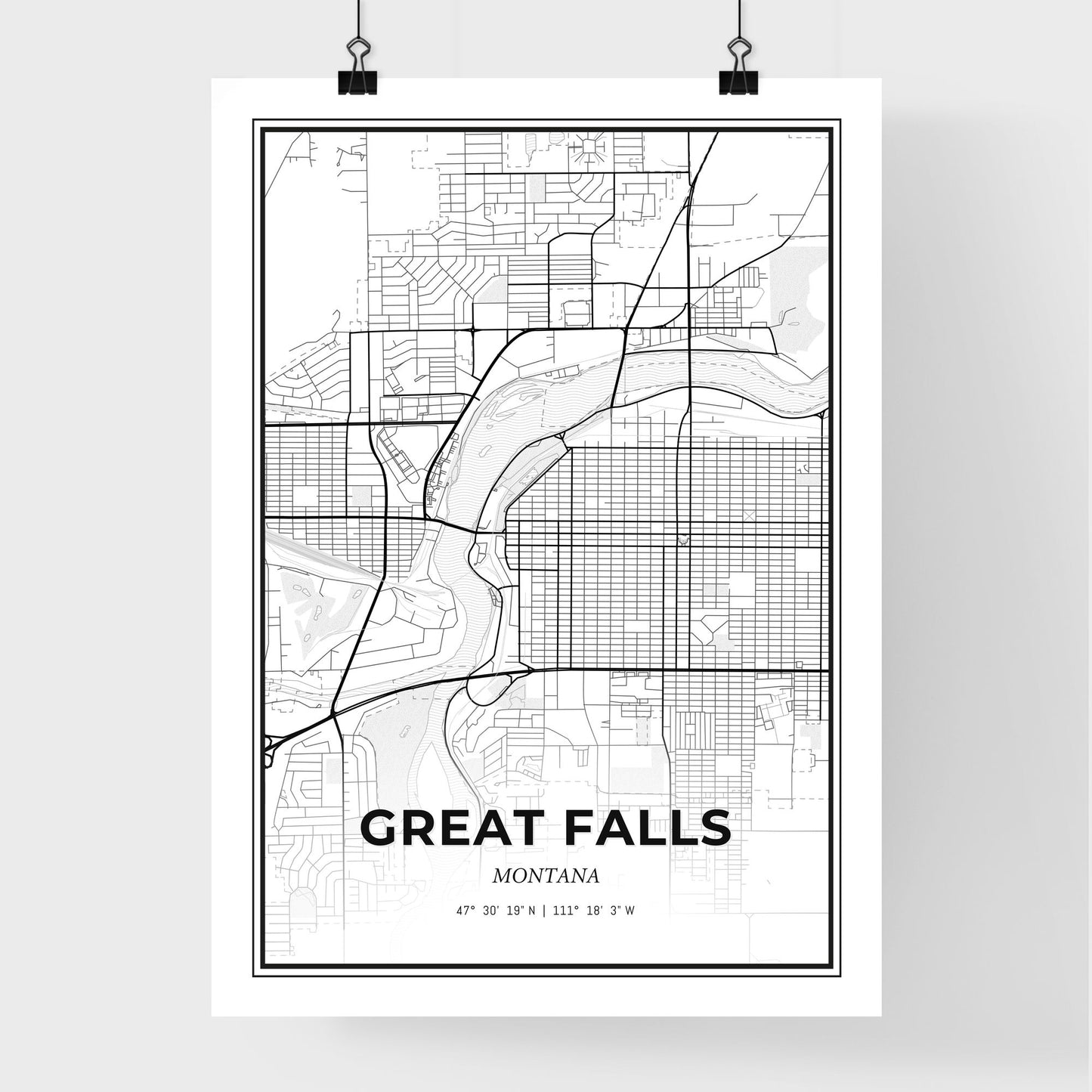 Great Falls Montana - Premium City Map Poster