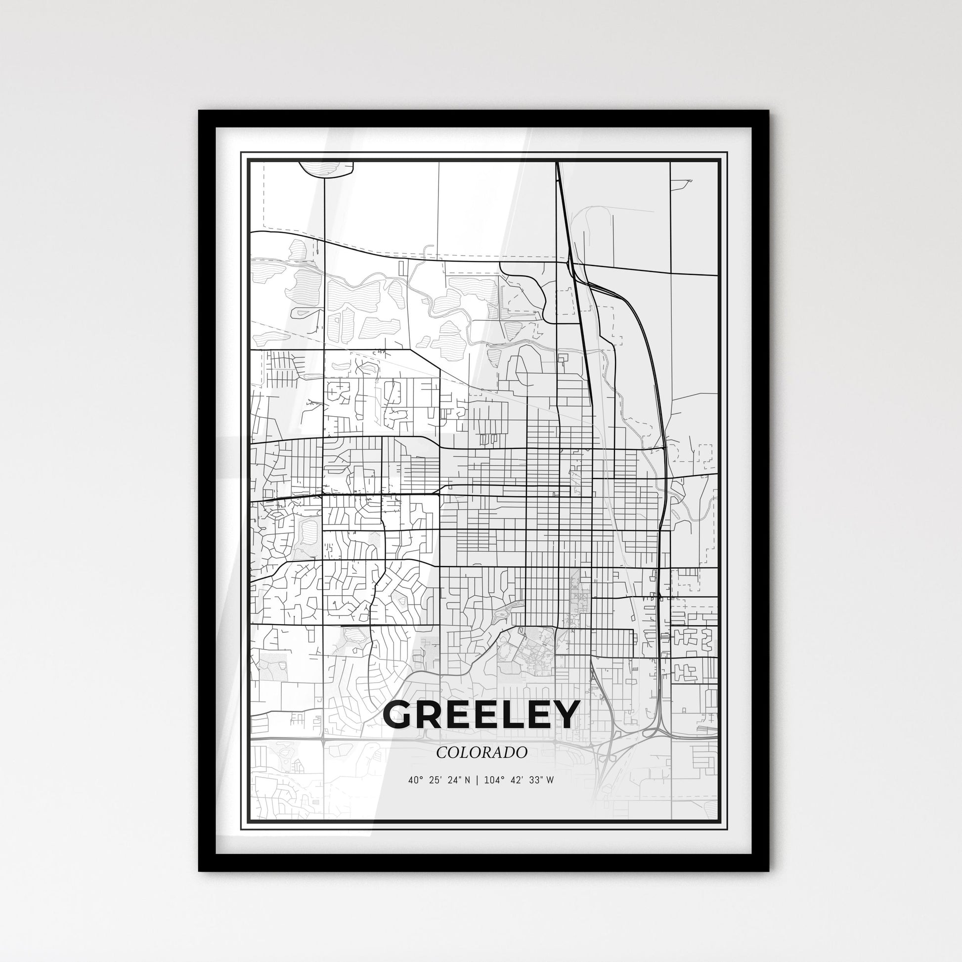 Greeley Colorado - Scandinavian Style City Map for Modern Home Decor