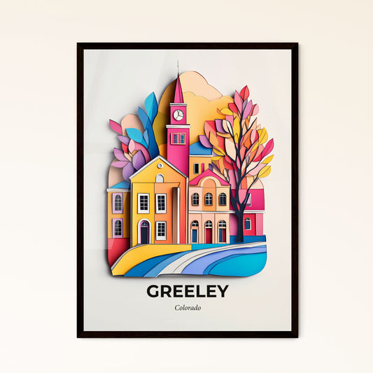 Vivid Greeley, Colorado - a paper cut of a church and trees