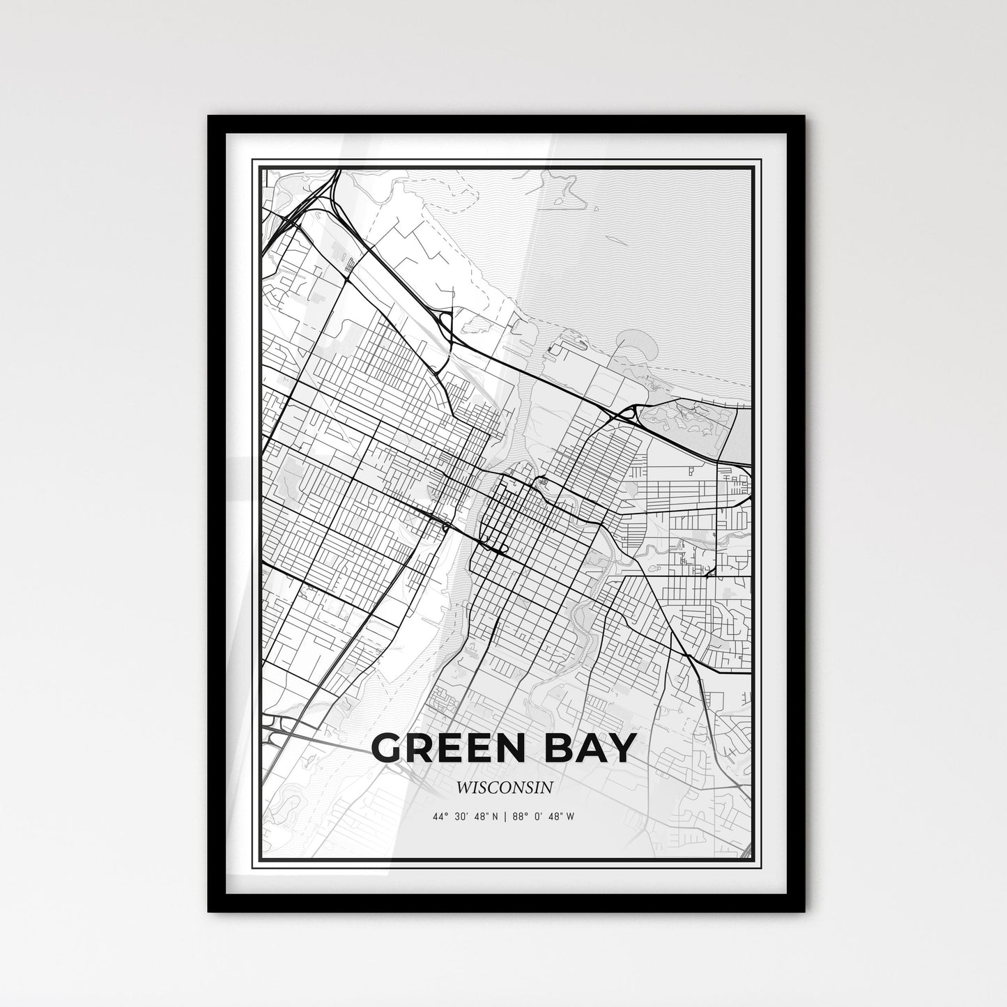 Green Bay Wisconsin - Scandinavian Style City Map for Modern Home Decor