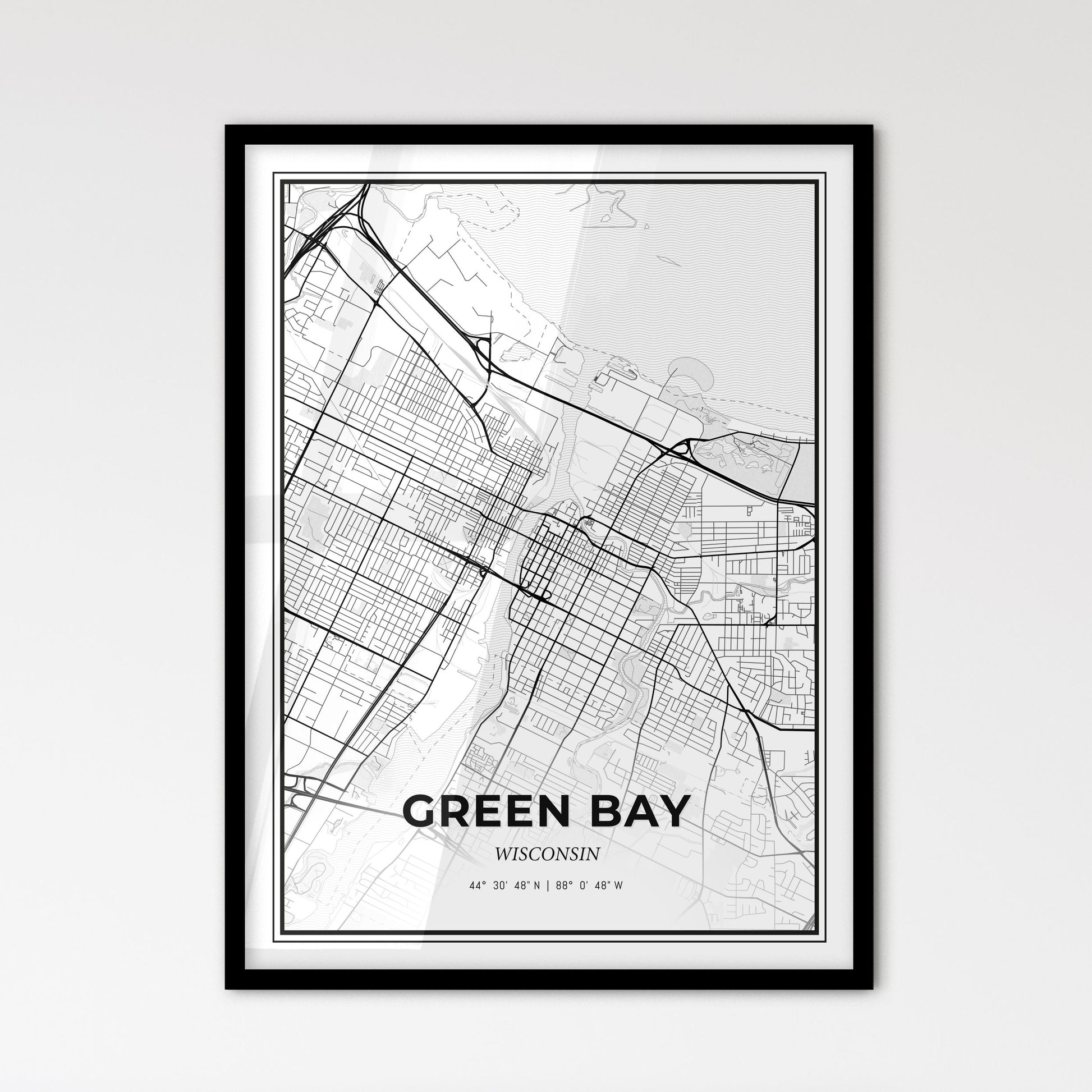 Green Bay Wisconsin - Scandinavian Style City Map for Modern Home Decor