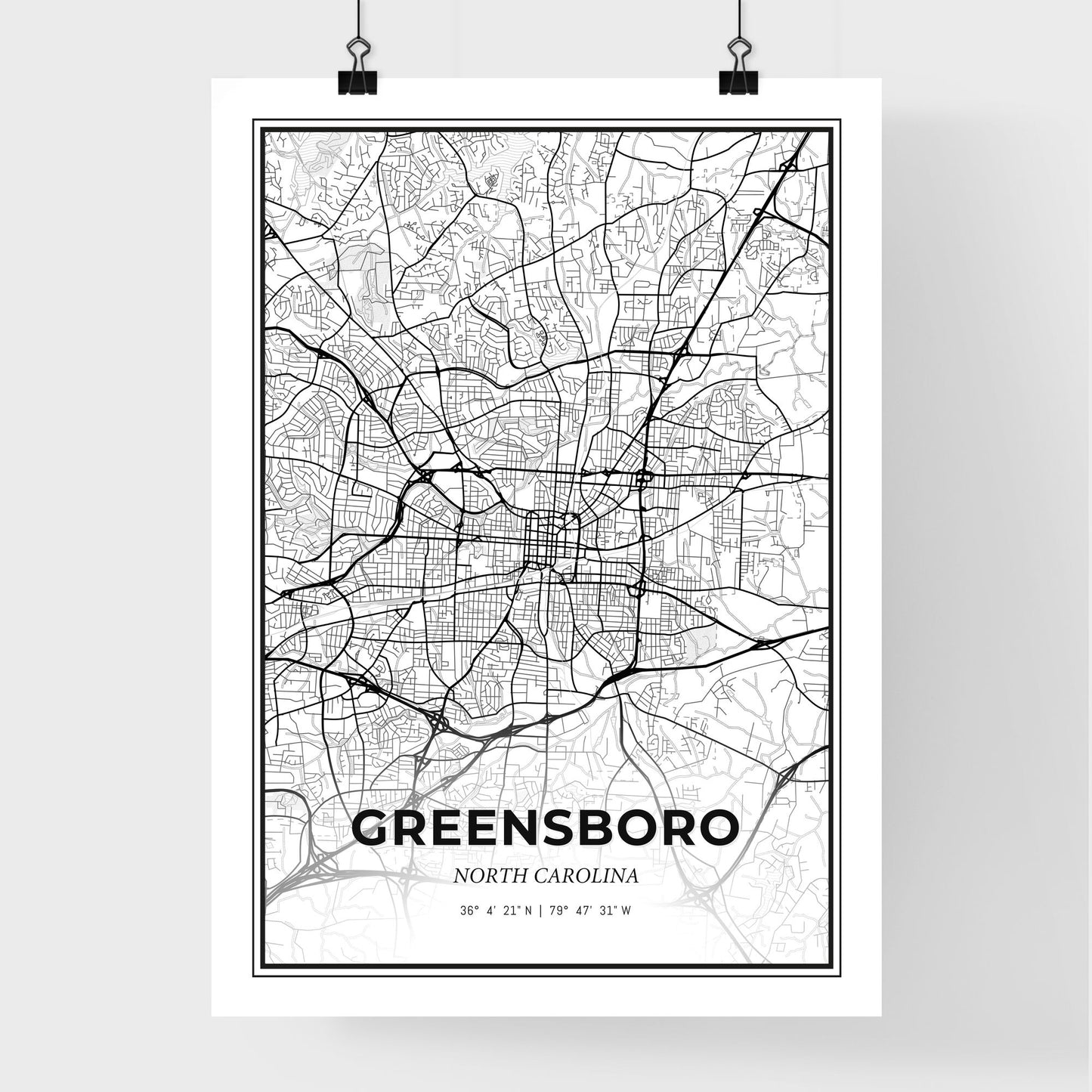 Greensboro North Carolina - Premium City Map Poster