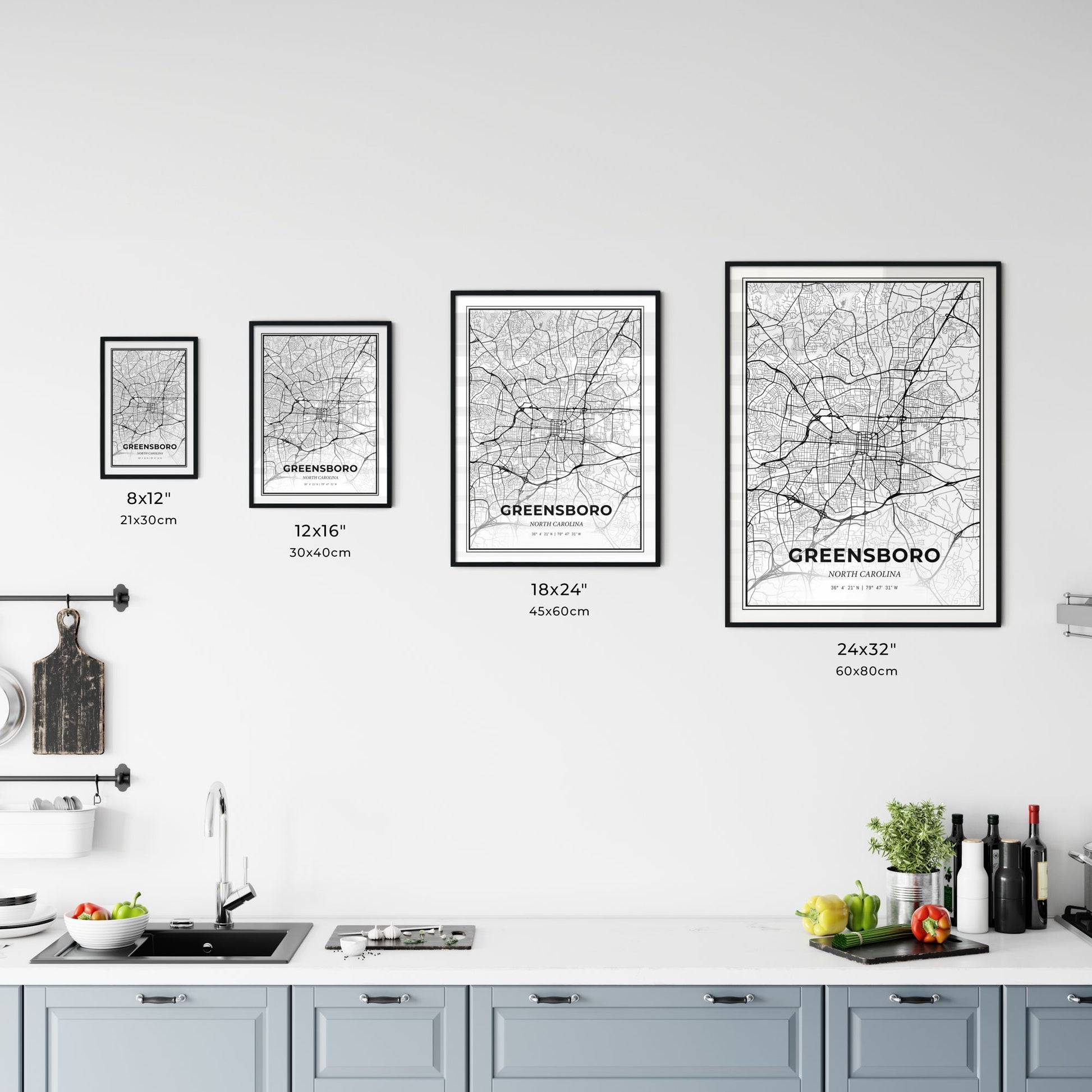 Greensboro North Carolina - Customizable Modern City Map