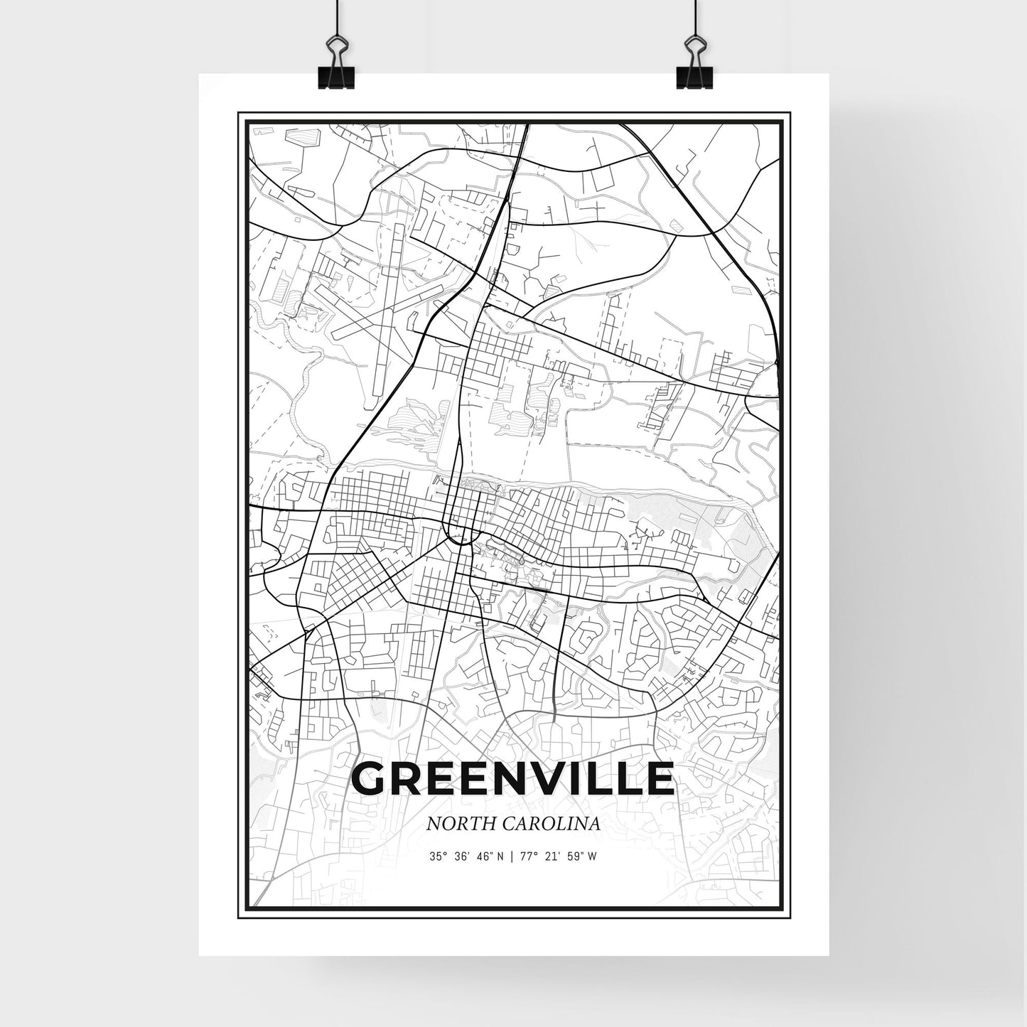 Greenville North Carolina - Premium City Map Poster