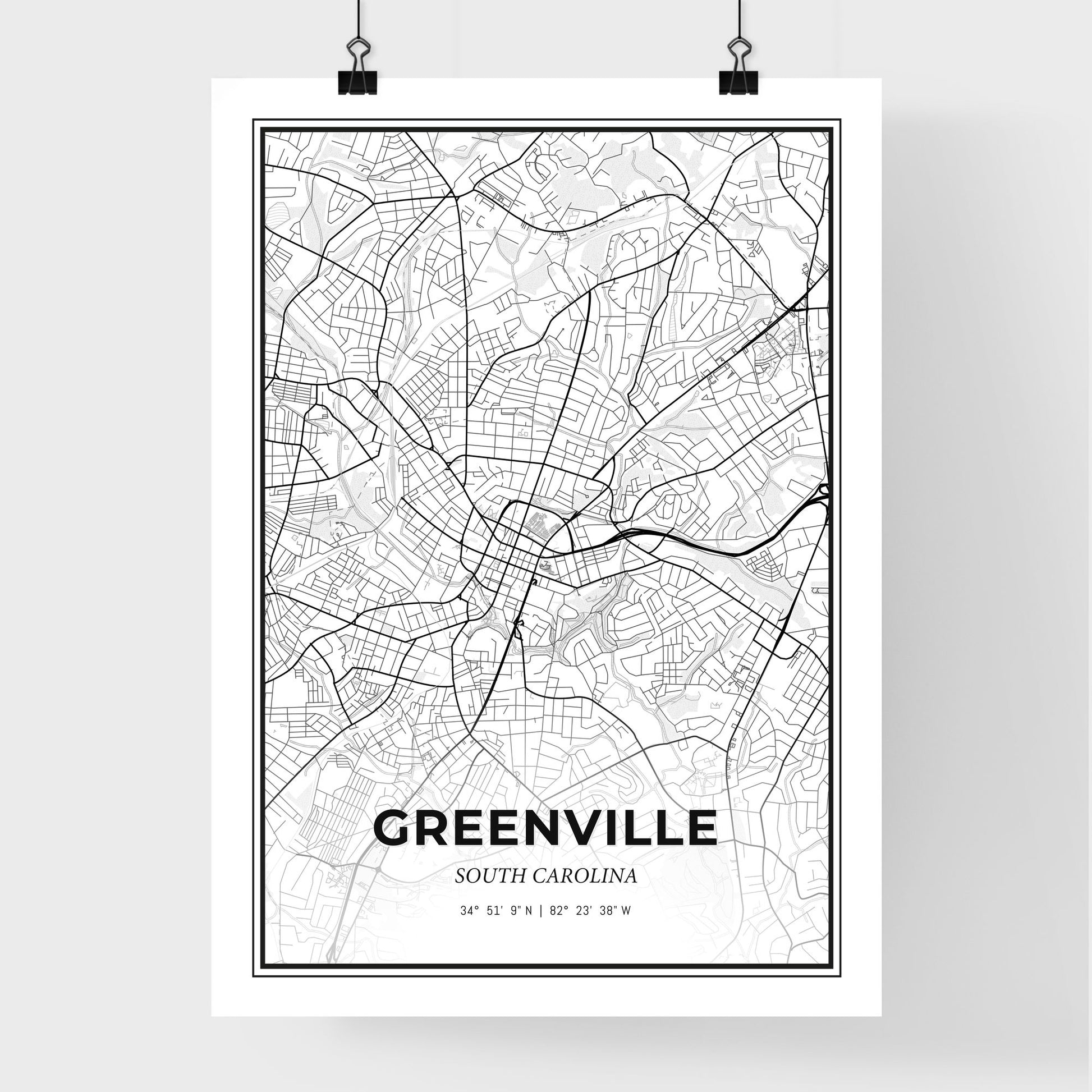 Greenville South Carolina - Premium City Map Poster