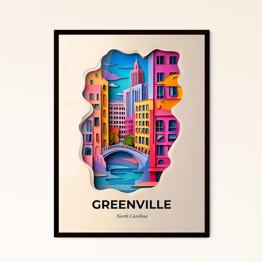 Vivid Greenville, North Carolina - a paper cut of a city with a bridge