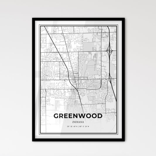 Greenwood Indiana - Scandinavian Style City Map for Modern Home Decor