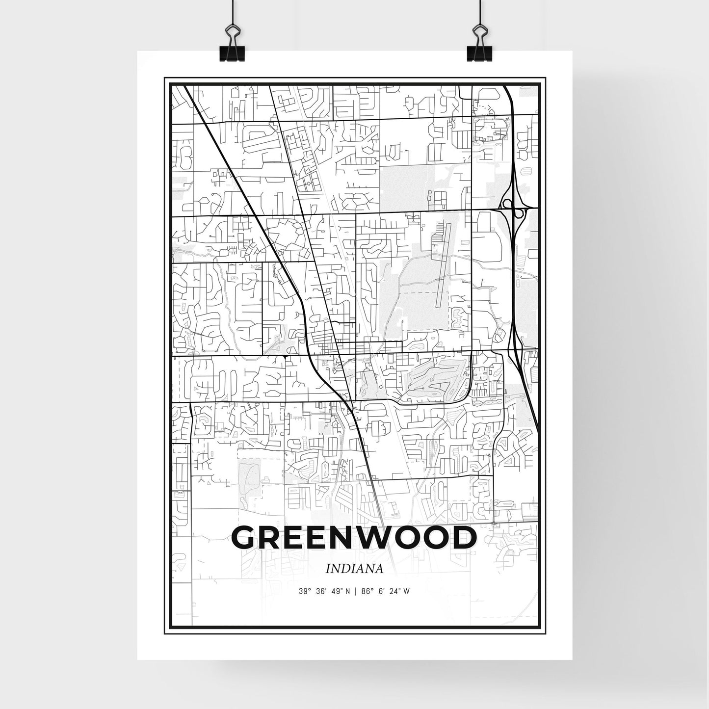 Greenwood Indiana - Premium City Map Poster