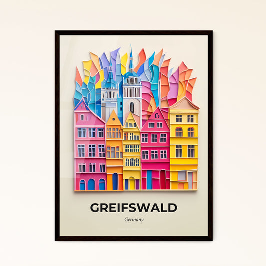 Vivid Greifswald, Germany - a colorful cityscape with a clock tower in the background