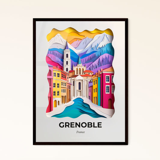 Vivid Grenoble, France - a city with a mountain in the background