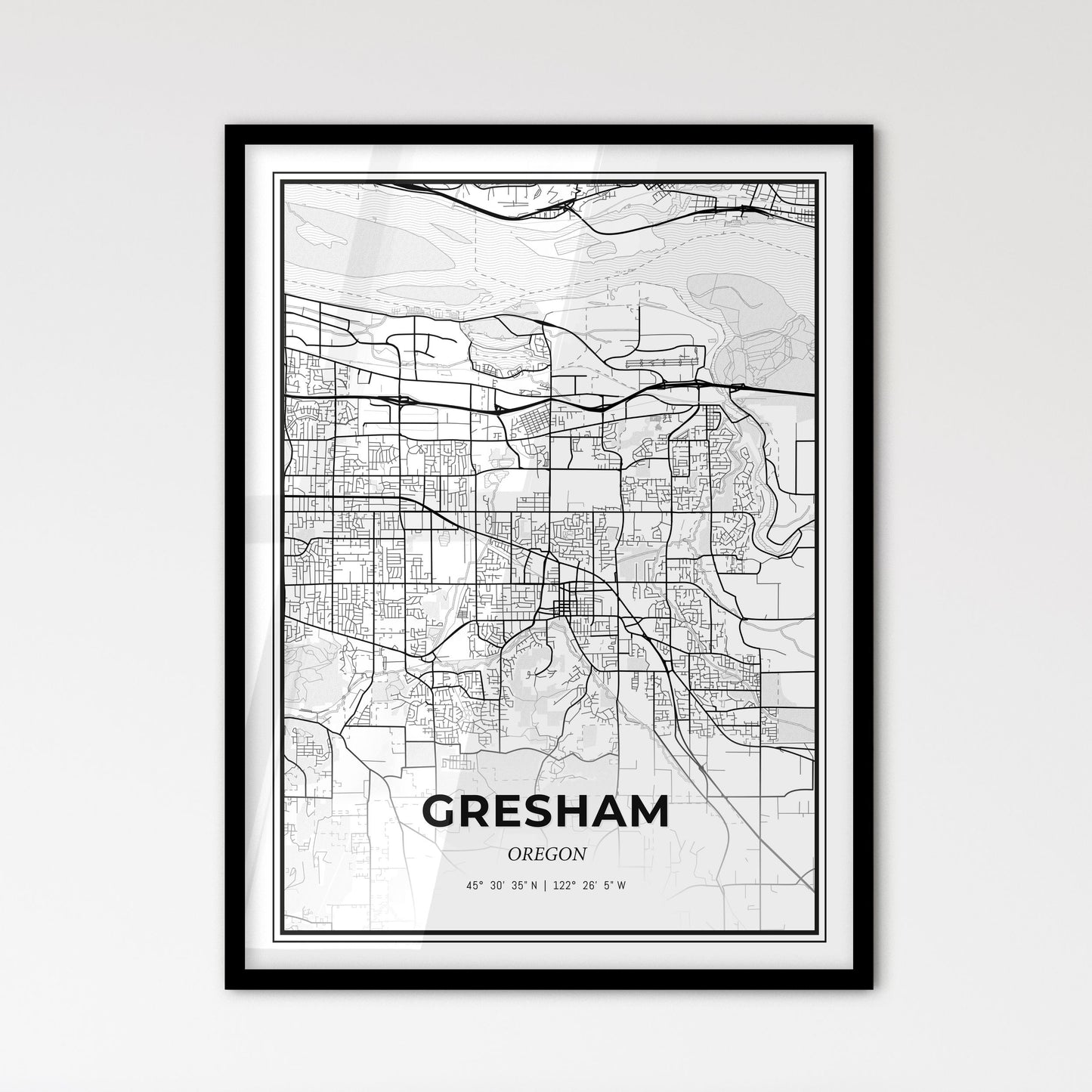 Gresham Oregon - Scandinavian Style City Map for Modern Home Decor