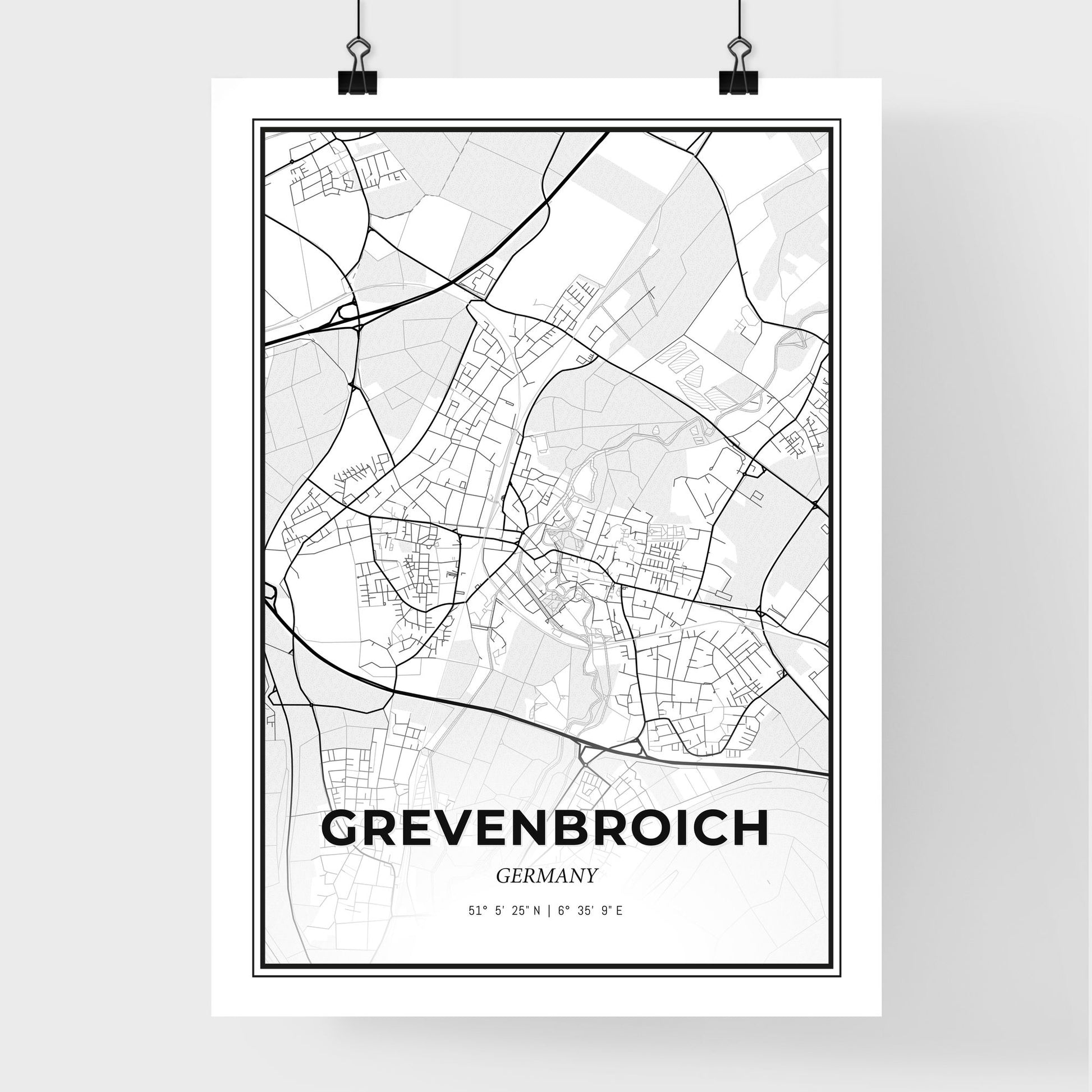 Grevenbroich Germany - Premium City Map Poster