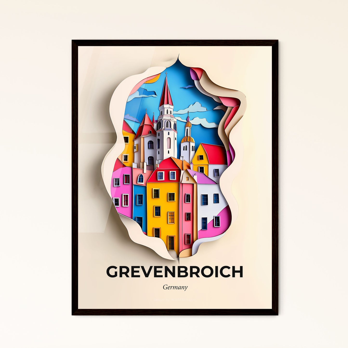 Vivid Grevenbroich, Germany - a clock with  a city on it