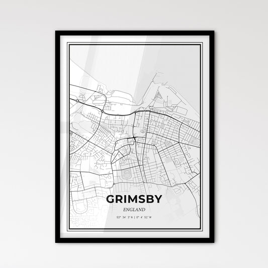 Grimsby England - Scandinavian Style City Map for Modern Home Decor