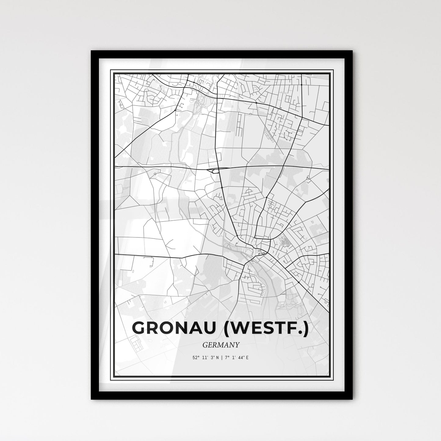 Gronau (Westf.) Germany - Scandinavian Style City Map for Modern Home Decor