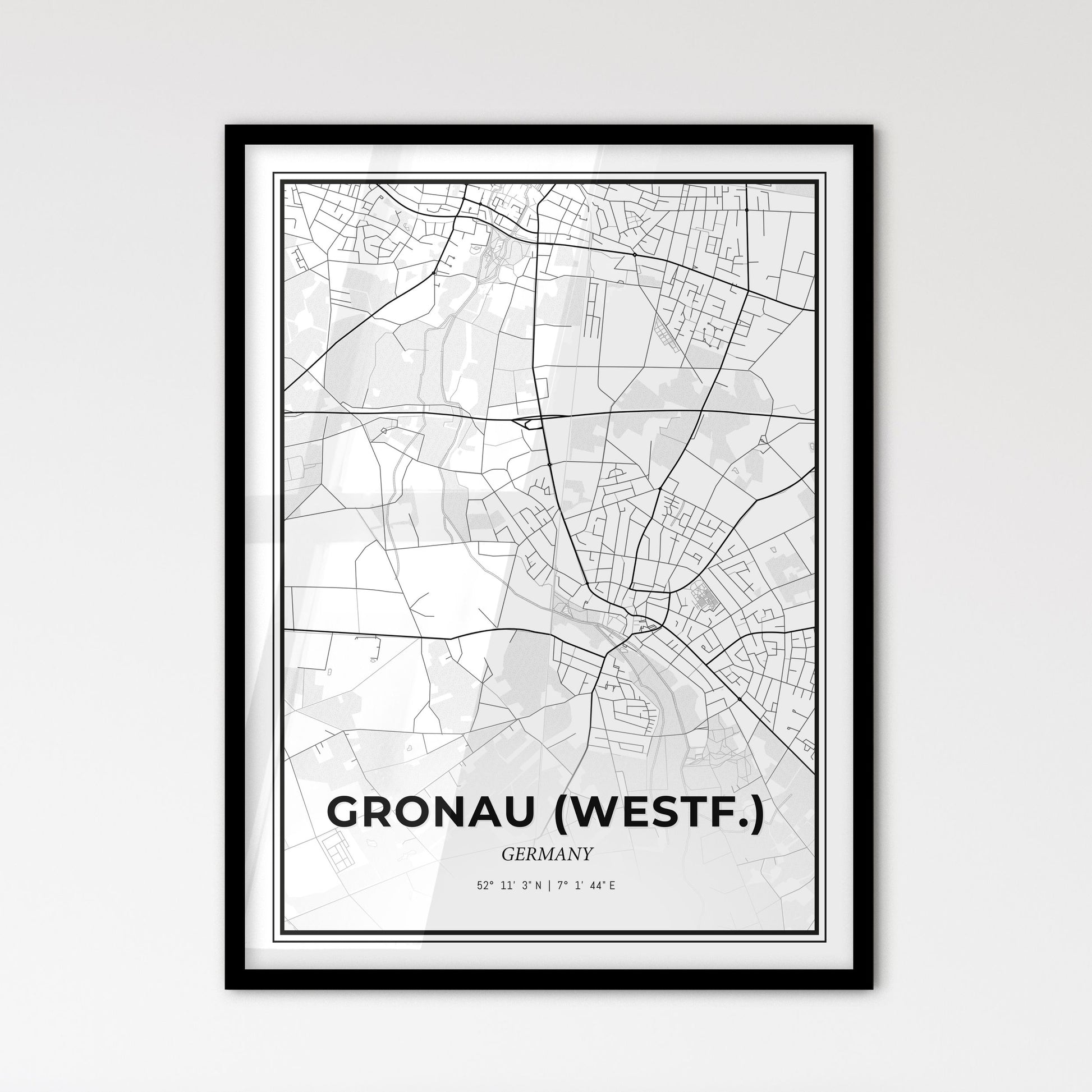 Gronau (Westf.) Germany - Scandinavian Style City Map for Modern Home Decor