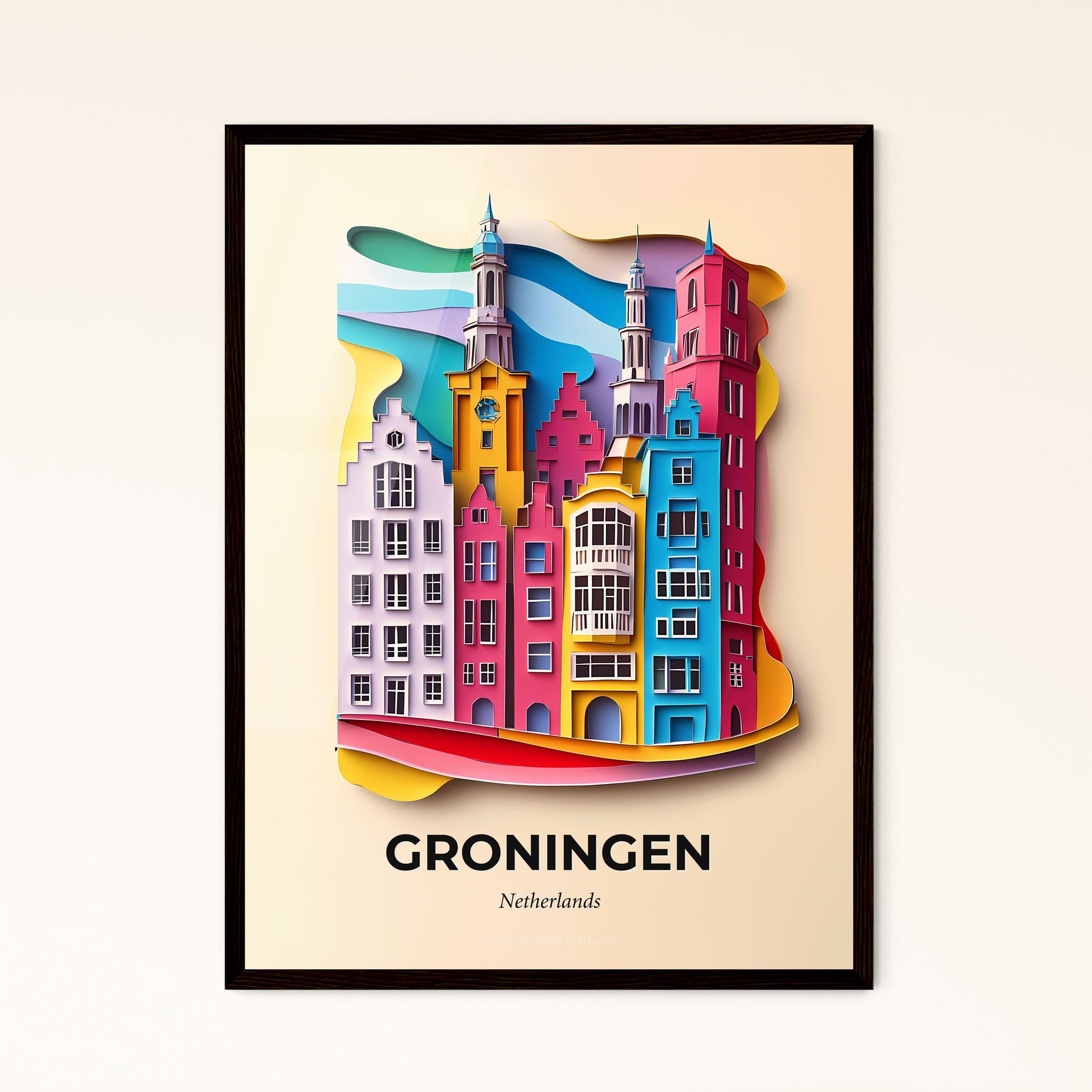 Vivid Groningen, Netherlands - a paper cut of a city with a clock tower