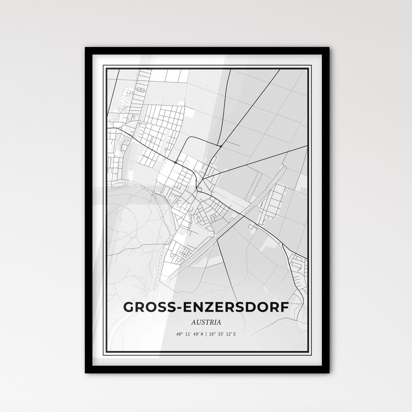 Groß-Enzersdorf Austria - Scandinavian Style City Map for Modern Home Decor