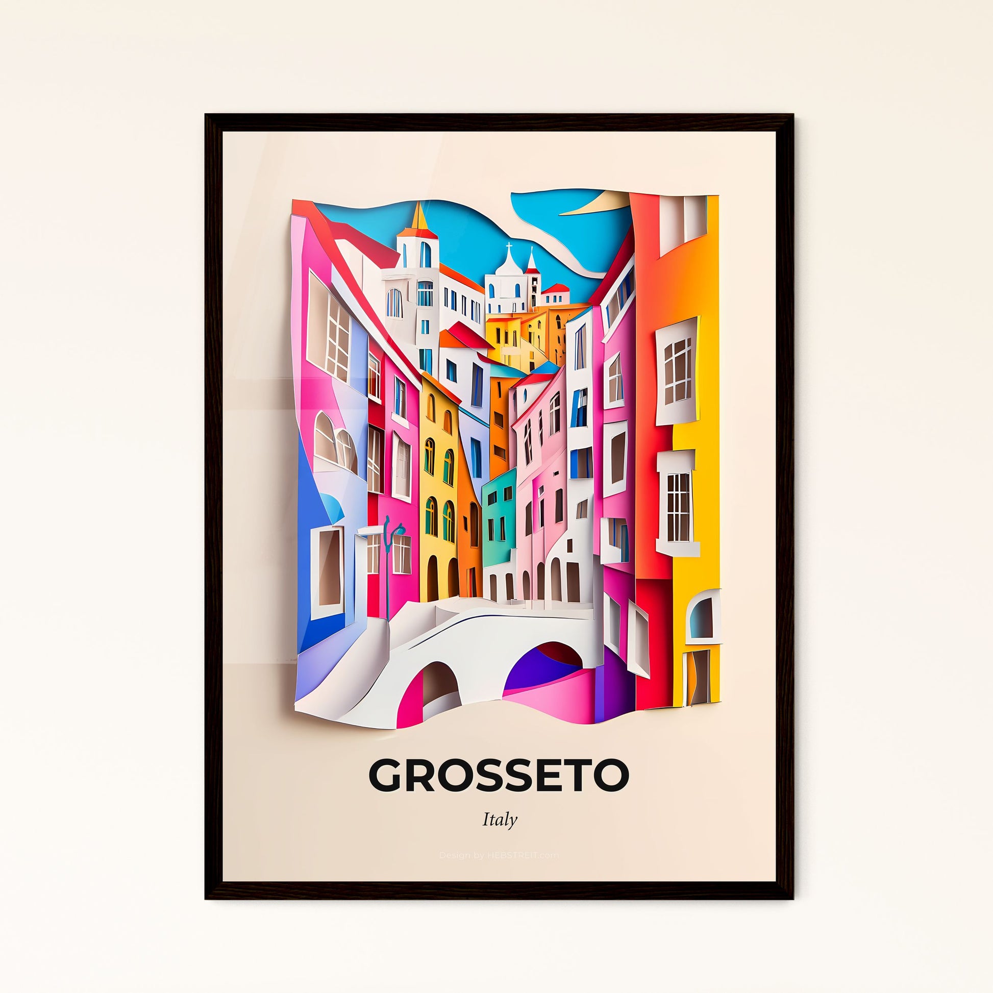 Vivid Grosseto, Italy - a paper cut of a city with a bridge