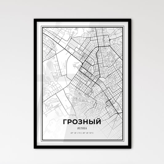 Grozny Russia - Scandinavian Style City Map for Modern Home Decor