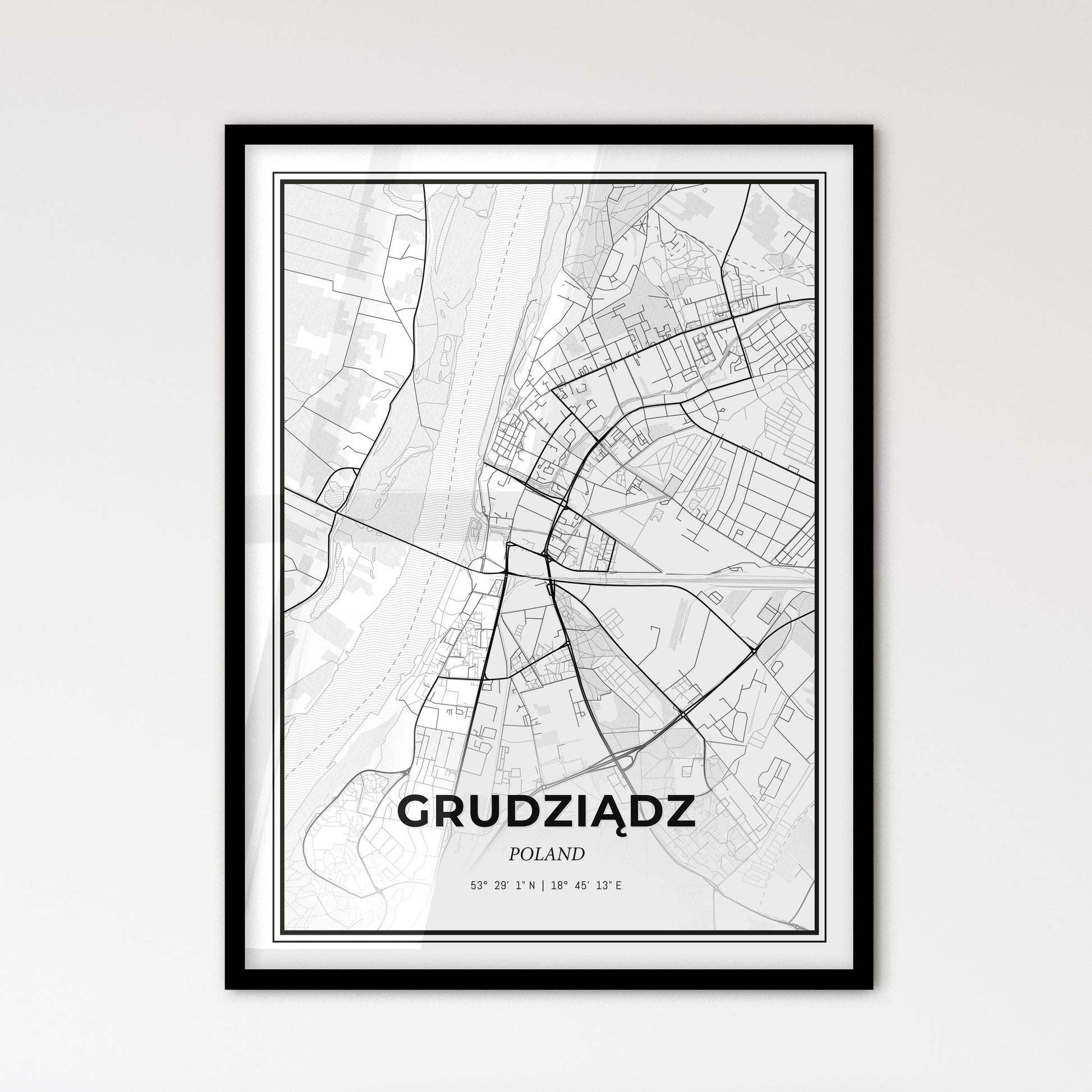 Grudziądz Poland - Scandinavian Style City Map for Modern Home Decor