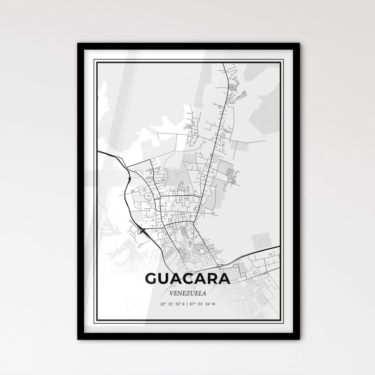 Guacara Venezuela - Scandinavian Style City Map for Modern Home Decor