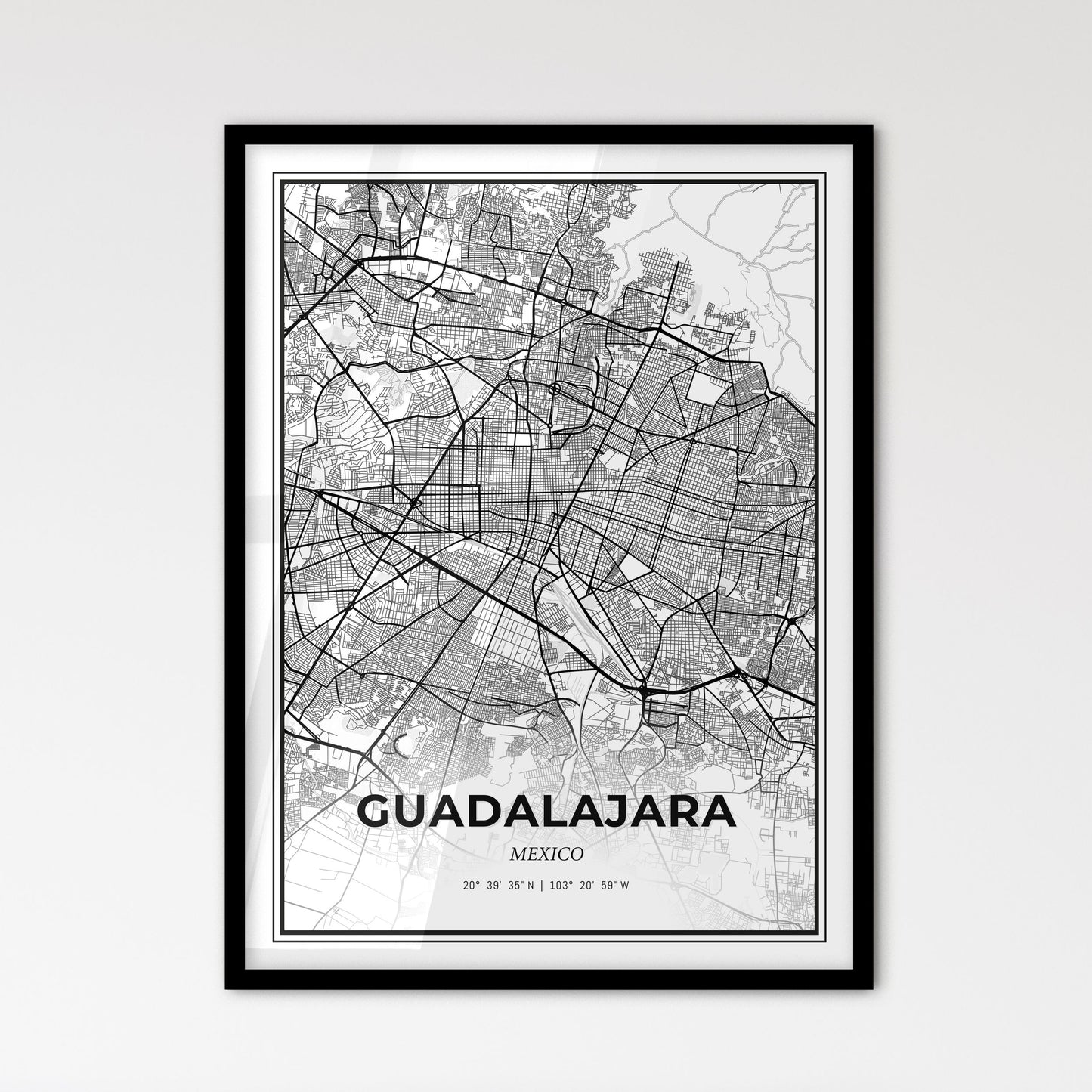 Guadalajara Mexico - Scandinavian Style City Map for Modern Home Decor