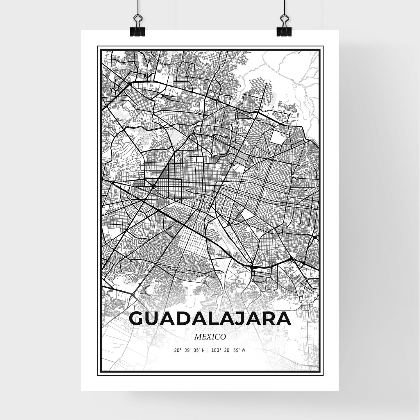 Guadalajara Mexico - Premium City Map Poster