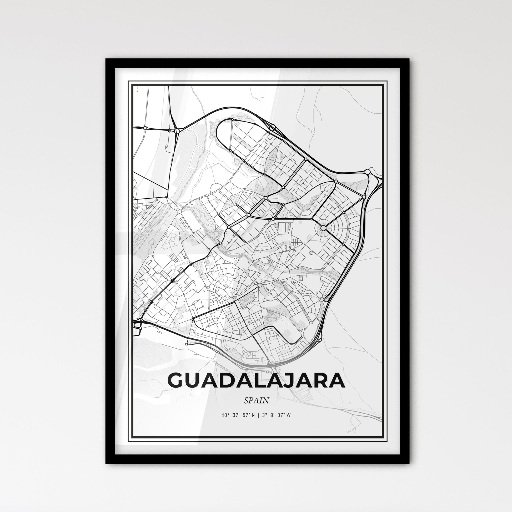 Guadalajara Spain - Scandinavian Style City Map for Modern Home Decor