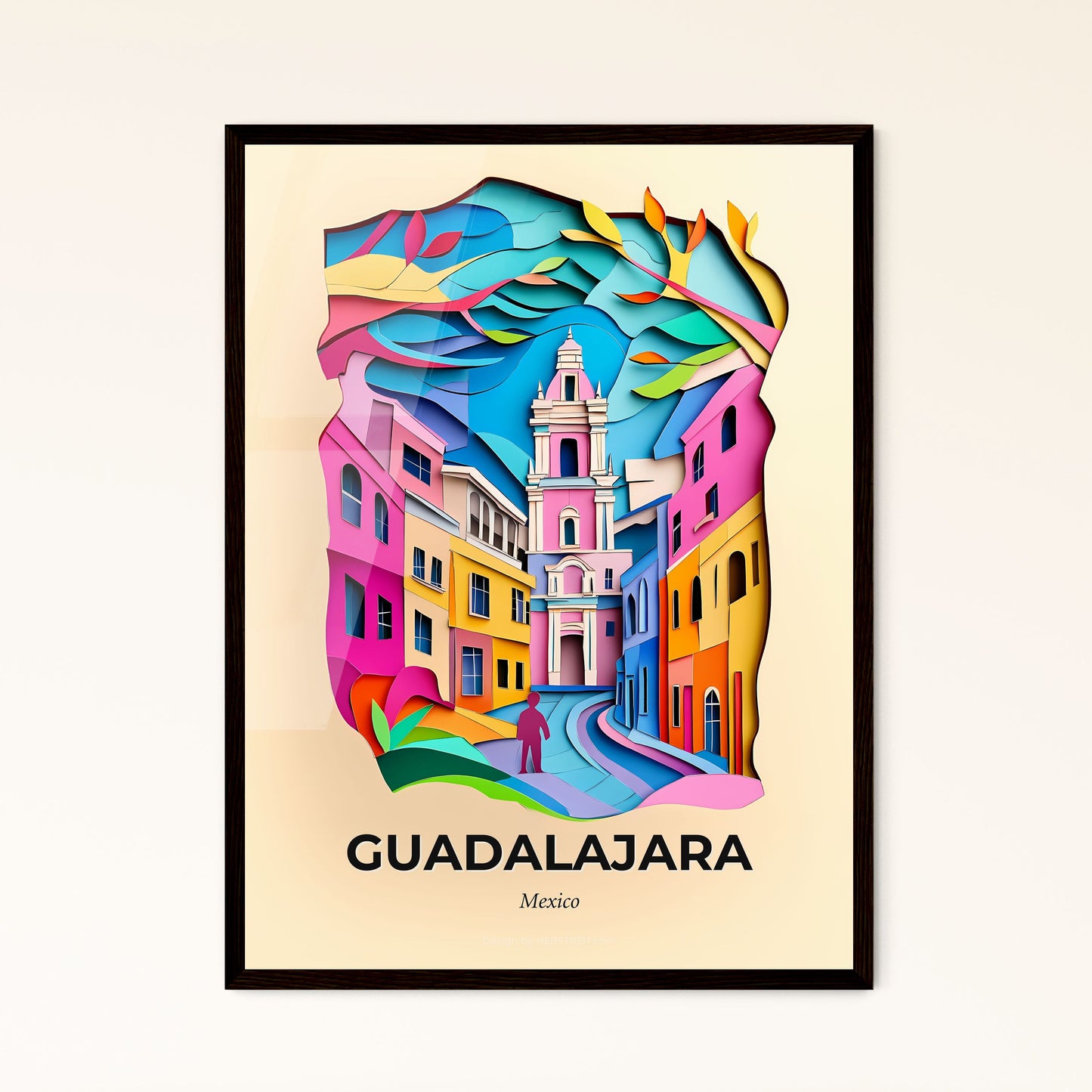 Vivid Guadalajara, Mexico - a paper cut of a city with a river