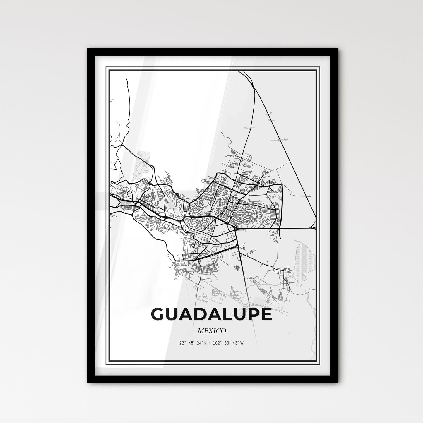 Guadalupe Mexico - Scandinavian Style City Map for Modern Home Decor